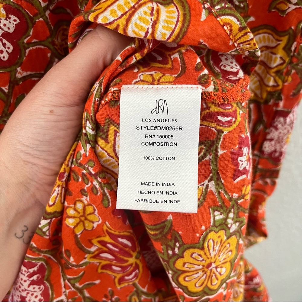 Vibrant Orange Floral Midi Dress - Picture 10 of 14